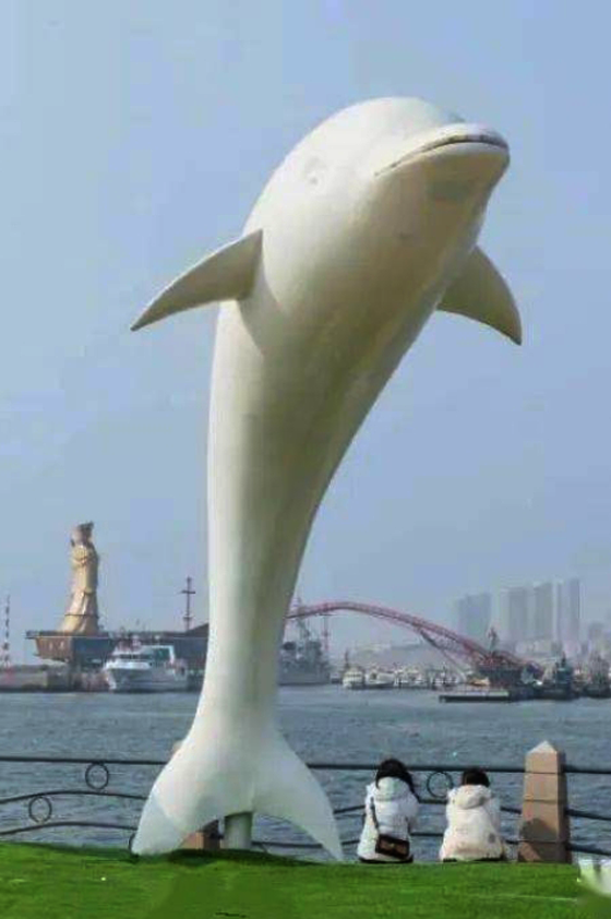 大型不锈钢玻璃钢灯光雕塑海豚